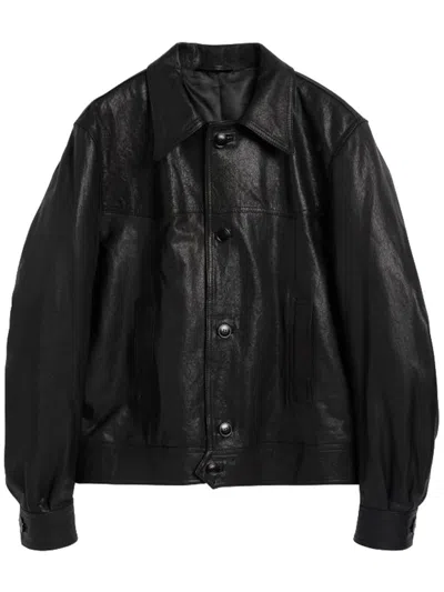 Shop Lardini Leather Jacket Clothing In Black