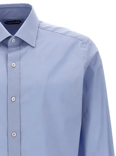 Shop Tom Ford Poplin Cotton Shirt Shirt, Blouse Light Blue