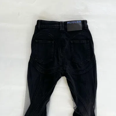 Pre-owned Mugler Mesh-paneled High-rise Skinny Jeans