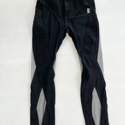 Pre-owned Mugler Mesh-paneled High-rise Skinny Jeans