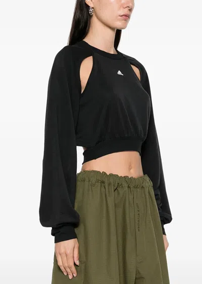 Shop Adidas Originals Adidas Black Cut-out Cropped Sweatshirt