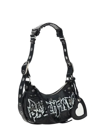 Shop Balenciaga Men Le Cagole Diy Metal Shoulder Bag In Black