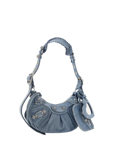 Shop Balenciaga Women Le Cagole Shoulder Bag In Blue