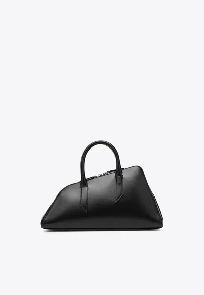 Shop Attico 24h Geometric Top Handle Bag In Calf Leather In Black