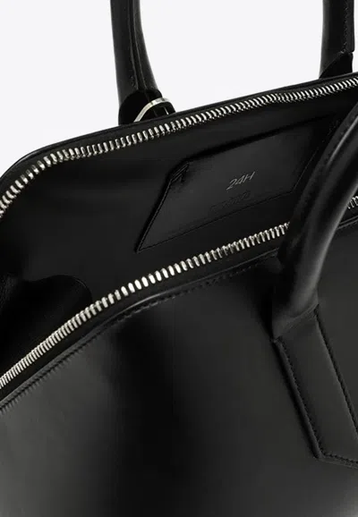 Shop Attico 24h Geometric Top Handle Bag In Calf Leather In Black