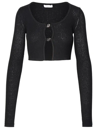 Shop Blumarine Woman  Crop Sweater In Black Viscose Blend