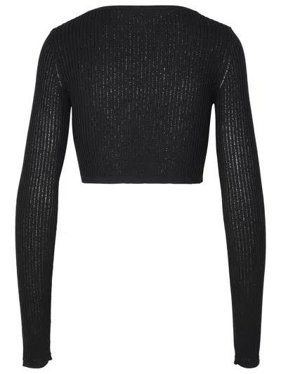 Shop Blumarine Woman  Crop Sweater In Black Viscose Blend