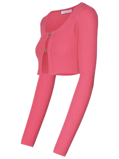 Shop Blumarine Woman  Fuchsia Viscose Blend Crop Sweater In Multicolor