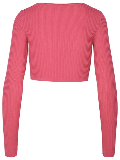 Shop Blumarine Woman  Fuchsia Viscose Blend Cropped Sweater In Multicolor