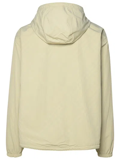 Shop Burberry Man  Reversible Beige Polyester Jacket In Cream