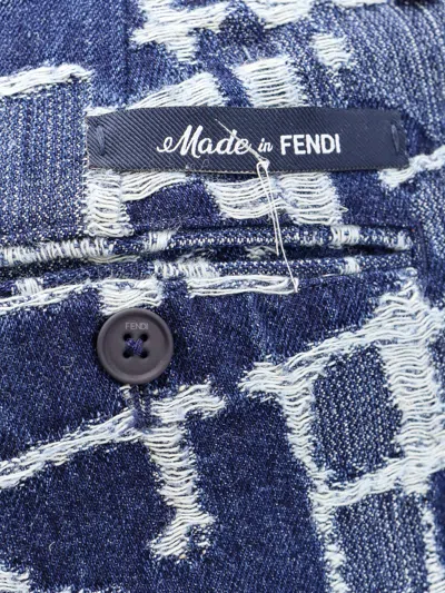 Shop Fendi Man Jeans Man Blue Bermuda Shorts