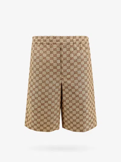 Shop Gucci Man Bermuda Shorts Man Beige Bermuda Shorts In Cream