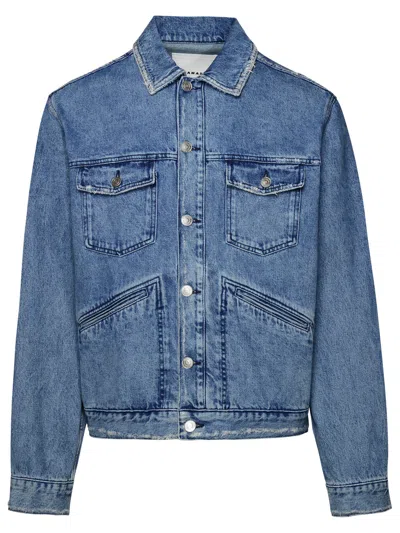 Shop Isabel Marant 'jango' Blue Cotton Jacket Man