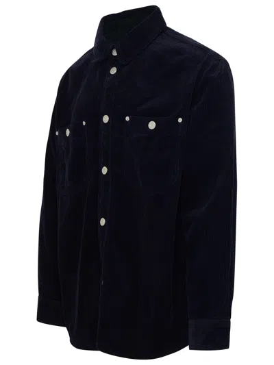 Shop Isabel Marant 'ritchie' Midnight Blue Cotton Blend Shirt Man