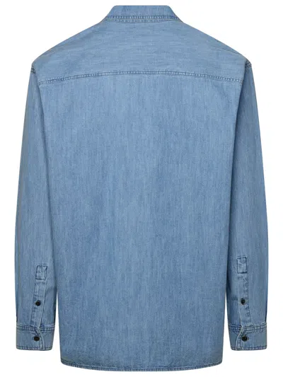 Shop Isabel Marant 'vhelynton' Blue Cotton Shirt Man