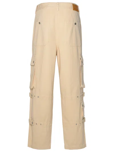 Shop Isabel Marant Man  Beige Cotton Blend Trousers In Cream