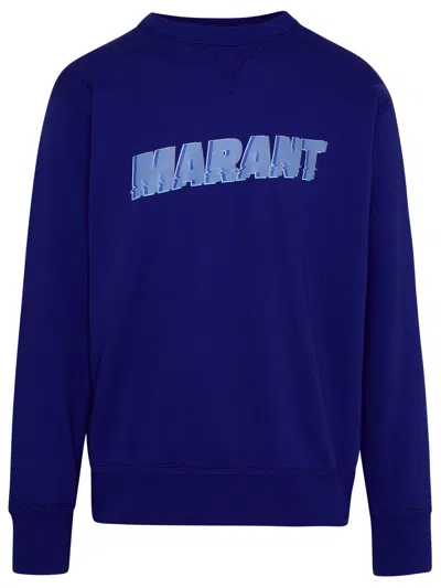 Shop Isabel Marant Blue Cotton Blend Miky Sweatshirt Man