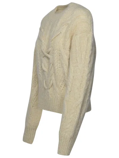 Shop Isabel Marant 'eline' Beige Mohair Blend Sweater Woman In Cream