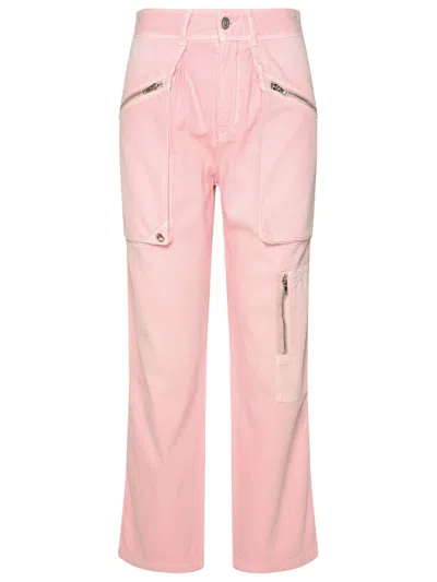 Shop Isabel Marant Woman  'juliette' Pink Cotton Trousers