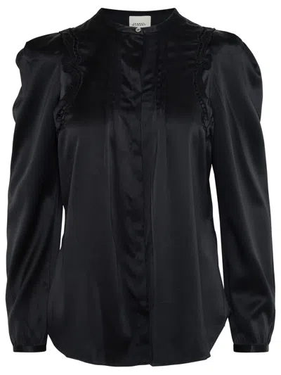 Shop Isabel Marant 'joanea' Black Silk Blend Shirt Woman