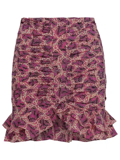 Shop Isabel Marant Woman  'milendi' Pink Silk Miniskirt In Multicolor