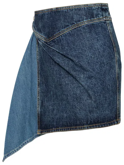 Shop Isabel Marant Woman  'junie' Blue Cotton Miniskirt