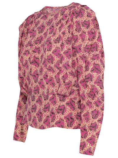 Shop Isabel Marant 'zarga' Blouse In Fuchsia Silk Blend Woman In Multicolor