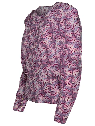 Shop Isabel Marant 'zarga' Blouse In Mauve Silk Blend Woman In Purple