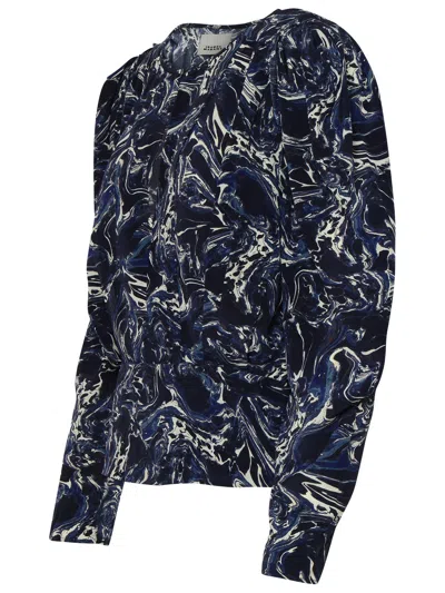 Shop Isabel Marant Woman  'zarga' Blue Silk Blouse