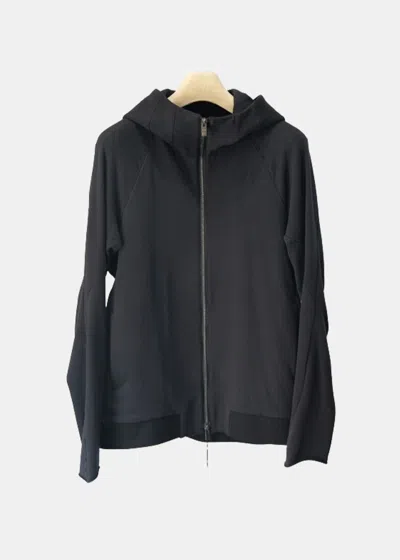 Shop Devoa Black Stretch Jersey Hooded Jacket