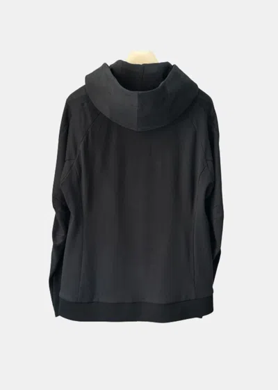 Shop Devoa Black Stretch Jersey Hooded Jacket