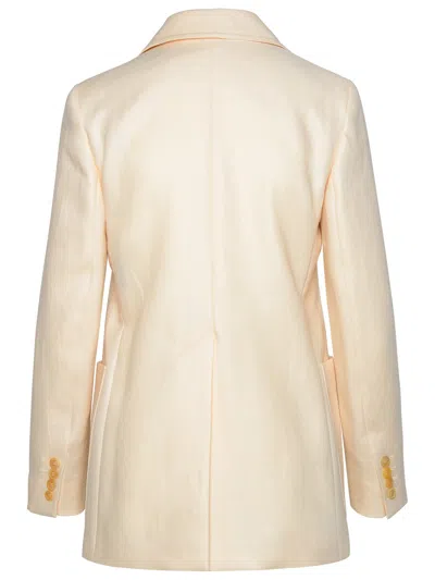 Shop Max Mara Woman  'boemia' Ivory Linen Blazer In Cream