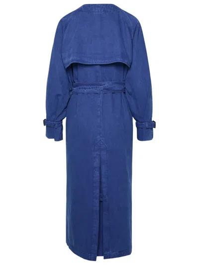 Shop Max Mara Woman  'calao' Blue Cotton Trench Coat