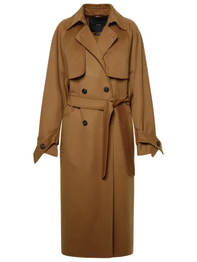 Shop Max Mara Woman  'falcone' Muddy Cashmere Trench Coat In Cream
