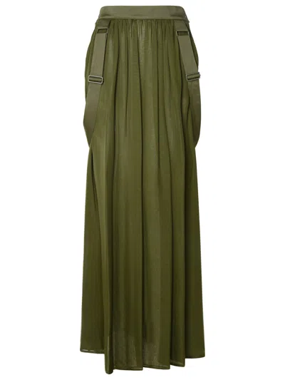 Shop Max Mara Woman  'jedy' Khaki Green Silk Skirt