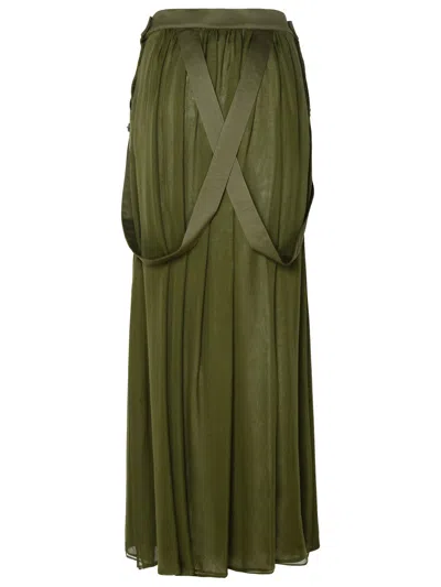Shop Max Mara Woman  'jedy' Khaki Green Silk Skirt