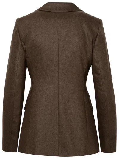 Shop Max Mara Woman  'landa' Blazer In Brown Wool Flannel And Cachemire
