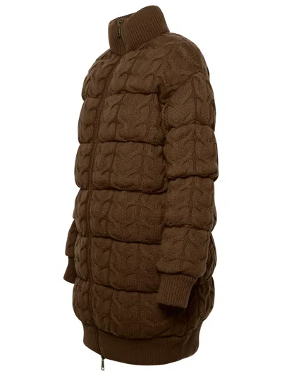 Shop Max Mara Woman  'ovatta' Cashmere Leather Down Jacket In Brown