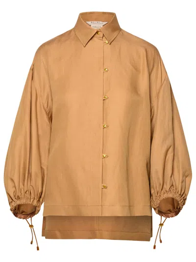 Shop Max Mara Woman  'rodeo' Clay Silk Blend Shirt In Brown