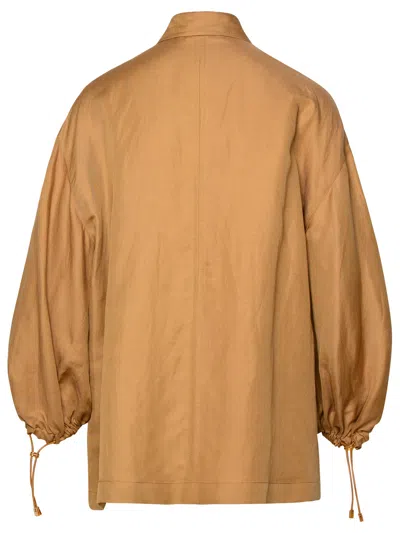 Shop Max Mara Woman  'rodeo' Clay Silk Blend Shirt In Brown