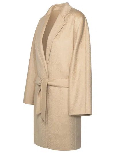 Shop Max Mara Beige Cashmere Coat Woman In Cream