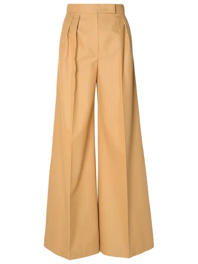Shop Max Mara Woman  Brown Cotton Trousers