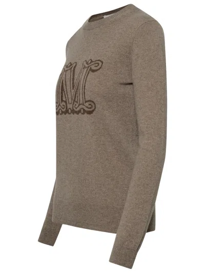 Shop Max Mara Woman  Brown Cashmere 'pamir' Sweater In Cream
