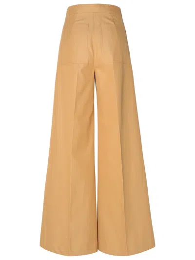 Shop Max Mara Woman  Brown Cotton Trousers