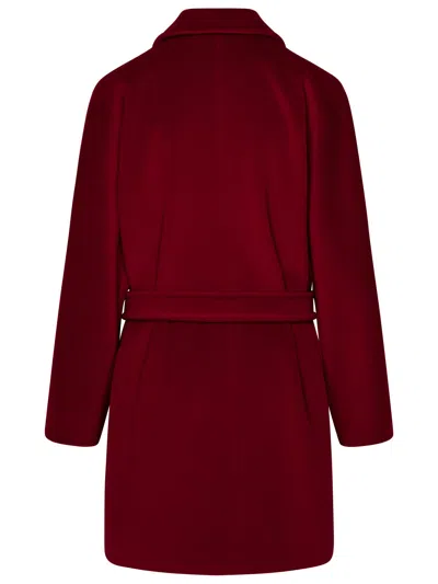 Shop Max Mara Burgundy Wool Blend Coat Woman In Red