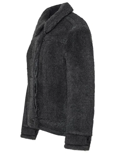 Shop Max Mara Woman  Grey Alpaca Blend Jacket In Gray