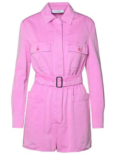 Shop Max Mara Woman  Peony Cotton Playsuit In Pink