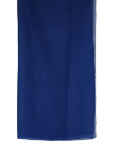 Shop Max Mara Woman  Silk Riviera Stole In Blue