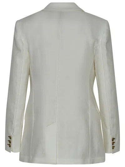 Shop Max Mara Woman  White Linen Verace Blazer Jacket