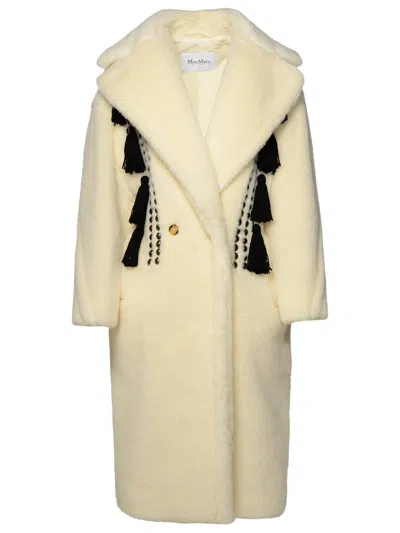 Shop Max Mara White Virgin Wool Blend Coat Woman